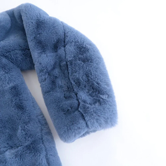 APPARIS  Stella Blue-Grey Faux Fur Lapel Teddy Winter Coat Cozy Thick Jacket S - Picture 5 of 15